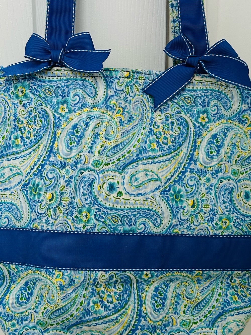 Blue Paisley Bow-Accent Tote Bag by Donna Sharp - Picture 2 of 8